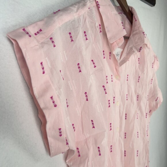 Ann Taylor Loft Utility Dolman Shirt Blouse Pink Button Up Size Medium NWT - Picture 3 of 6